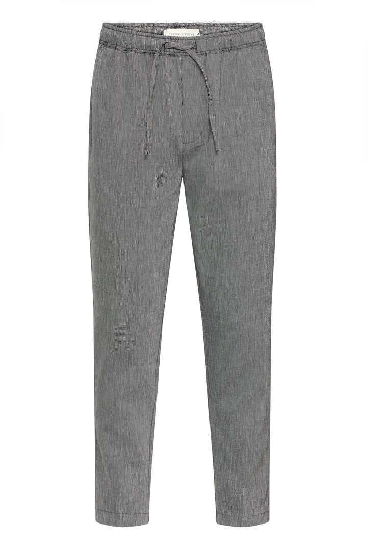 Casual Friday Pilou Drawstring Linen Mix Pants - Pewter