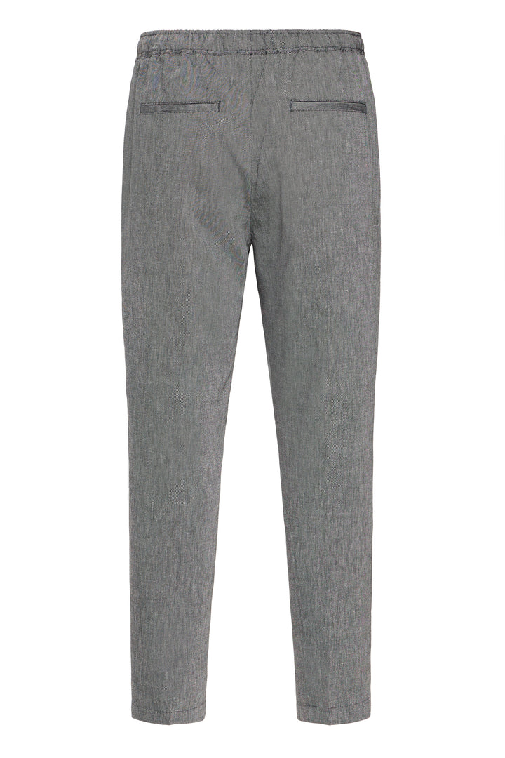 Casual Friday Pilou Drawstring Linen Mix Pants - Pewter