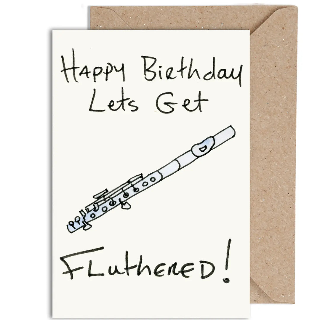Weird Watercolours Let's Get Fluthered Card