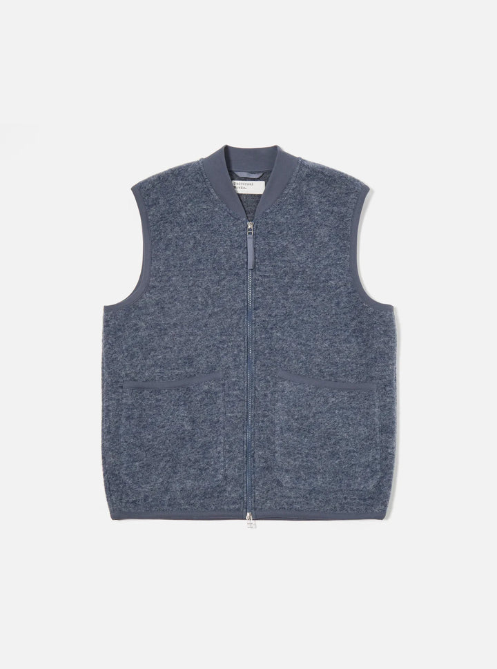 Universal Works Zip Waistcoat - Slate Blue