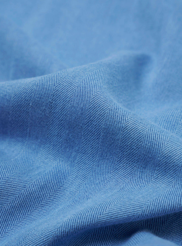 Universal Works Herringbone Bakers Overshirt - Washed Indigo