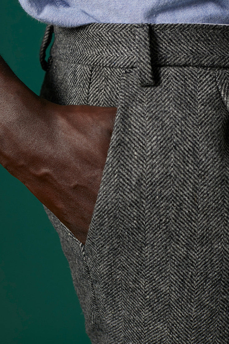 Portuguese Flannel Wool Herringbone Trousers