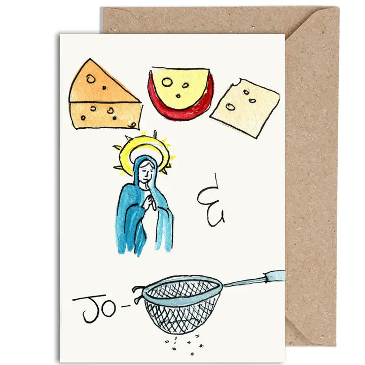 Weird Watercolours Cheesus, Mary & Jo-Sieve Card