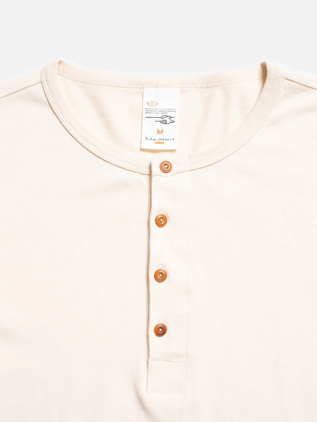 Nudie Jeans Henley L/S - Ecru