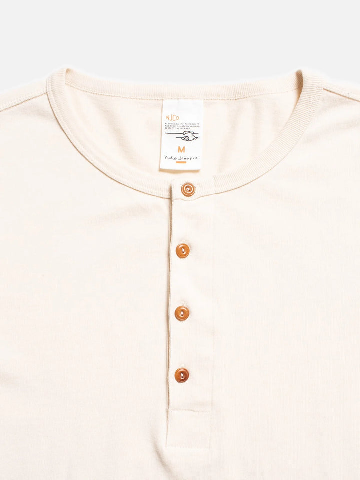 Nudie Jeans Henley L/S - Ecru