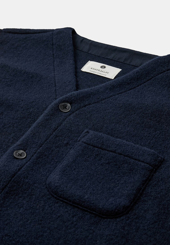 Anerkjendt Rasmus Boiled Wool Gilet - Sky Captain
