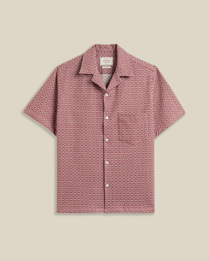 Portuguese Flannel Abstract Tile Shirt - Clay