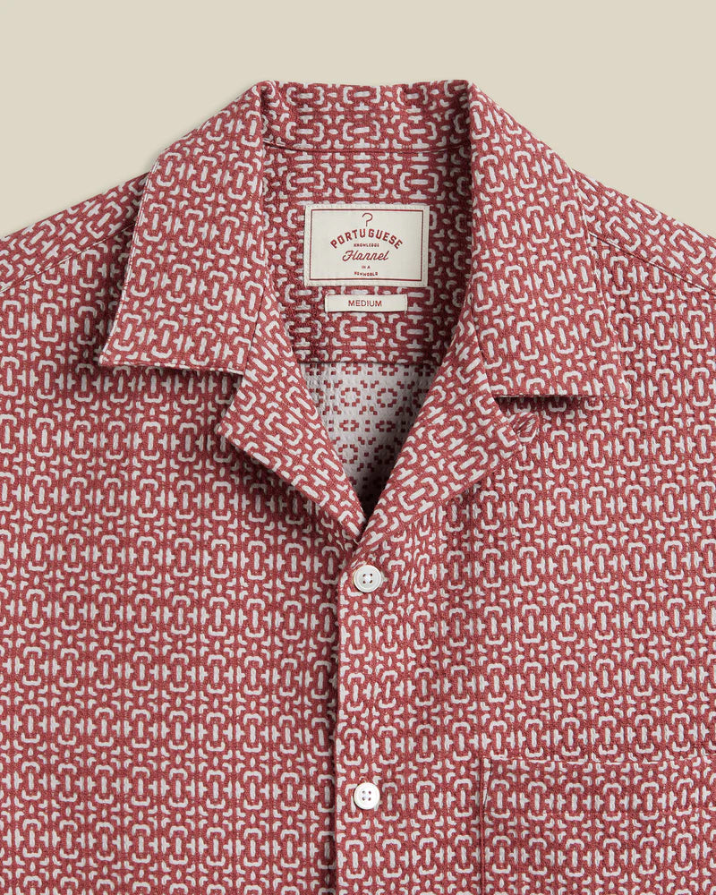 Portuguese Flannel Abstract Tile Shirt - Clay