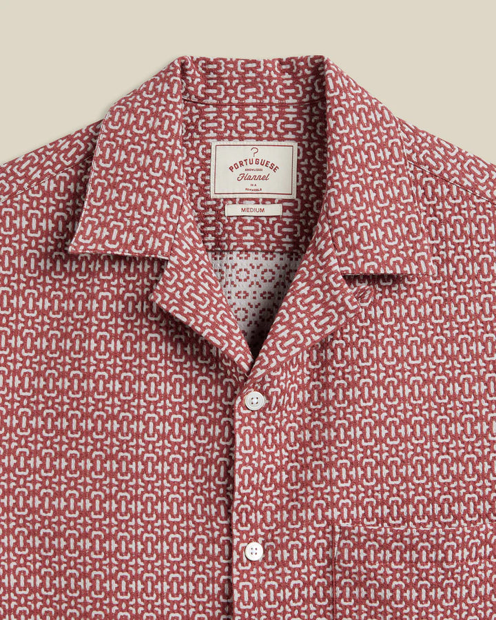 Portuguese Flannel Abstract Tile Shirt - Clay