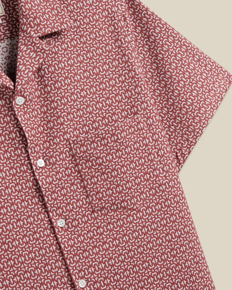 Portuguese Flannel Abstract Tile Shirt - Clay