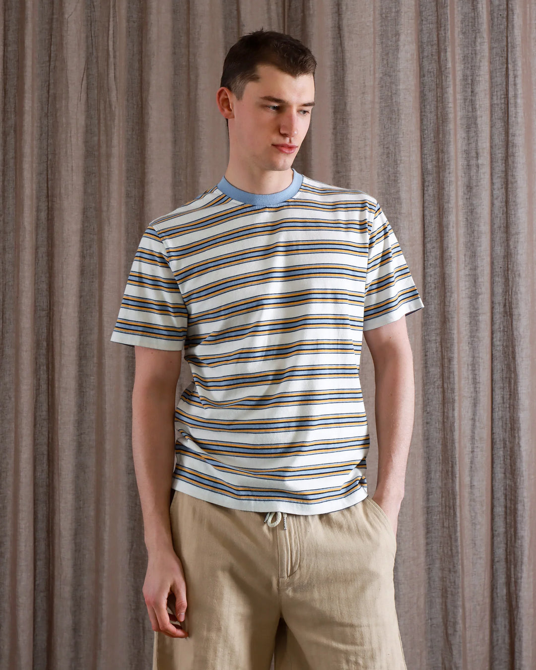 Far Afield Crew Neck T-Shirt - Whitstable Stripe