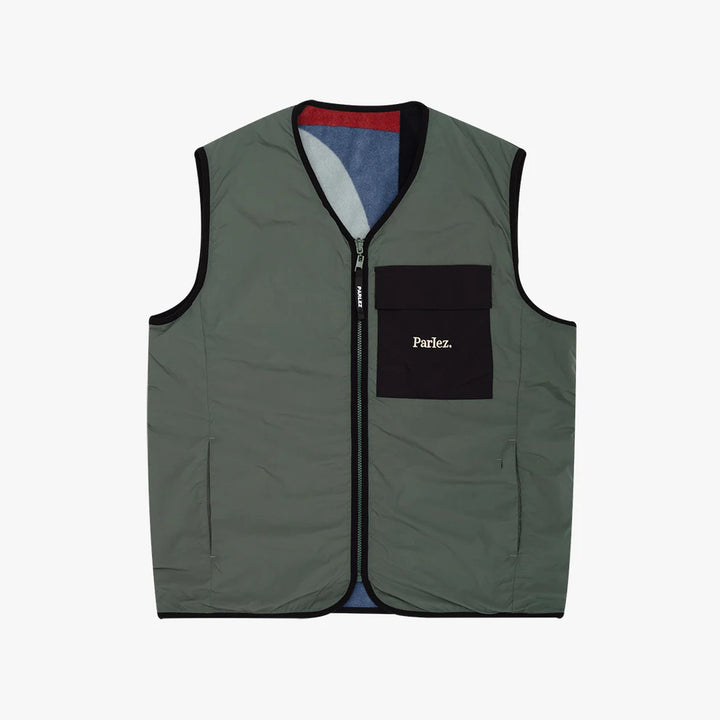 Parlez Amisk Reversible Gilet - Kelp Green