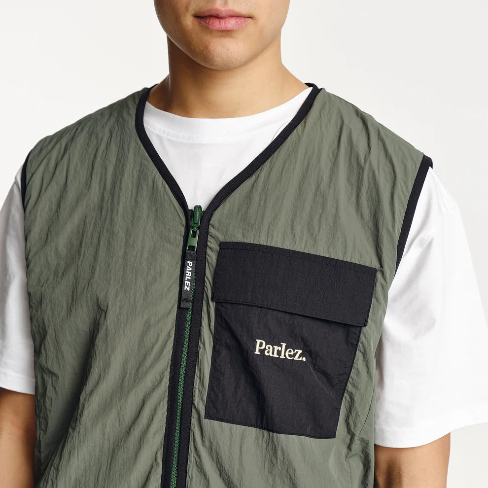 Parlez Amisk Reversible Gilet - Kelp Green