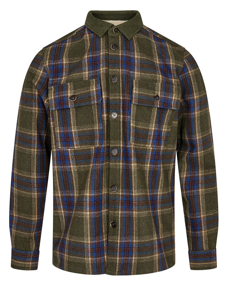 Anerkjendt Aklion Check Overshirt Olivine