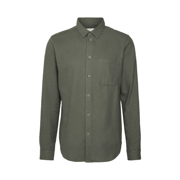 Colorful Standard Organic Flannel Shirt Dusty Olive