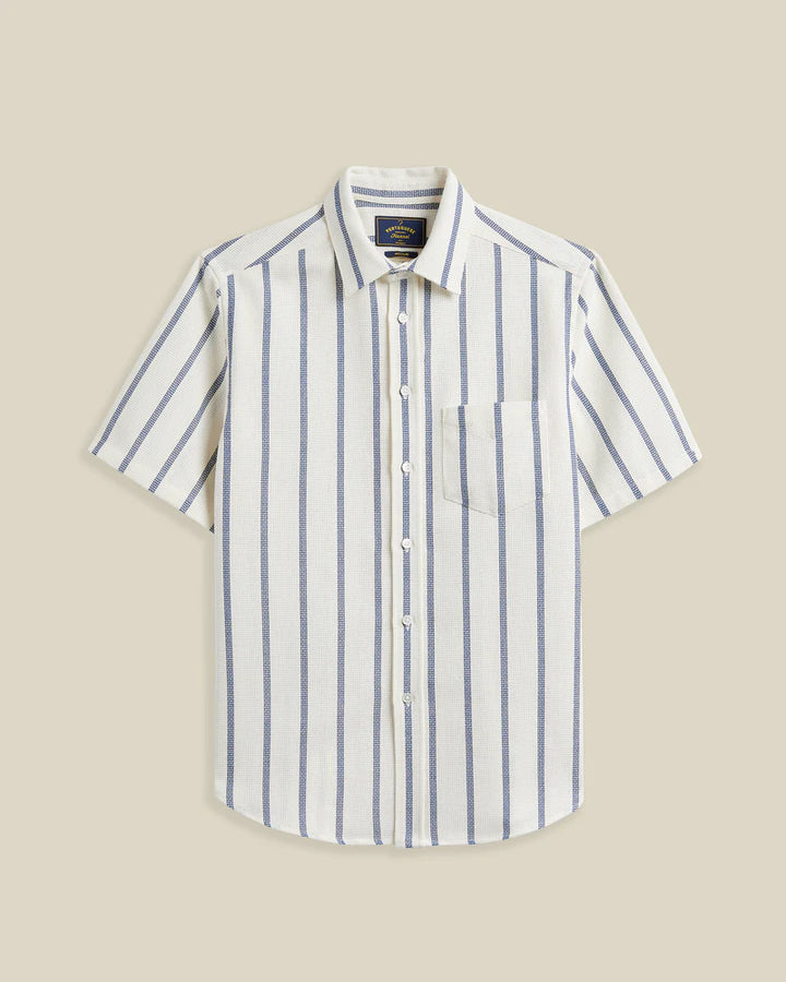 Portuguese Flannel - Blue Piquet Stripe