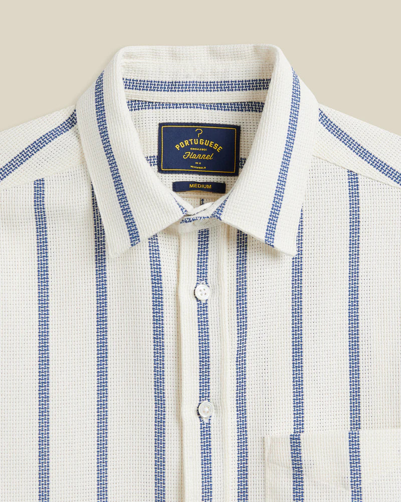 Portuguese Flannel - Blue Piquet Stripe