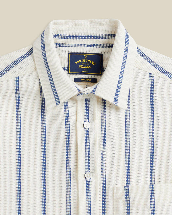 Portuguese Flannel - Blue Piquet Stripe
