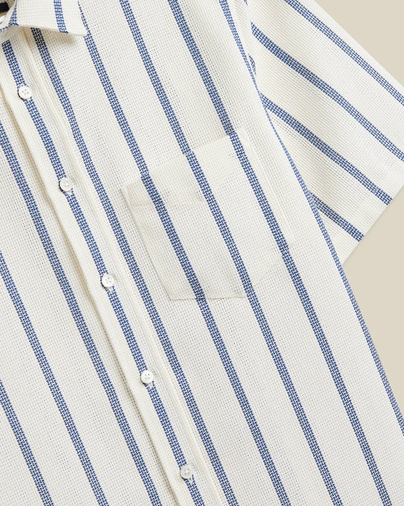 Portuguese Flannel - Blue Piquet Stripe