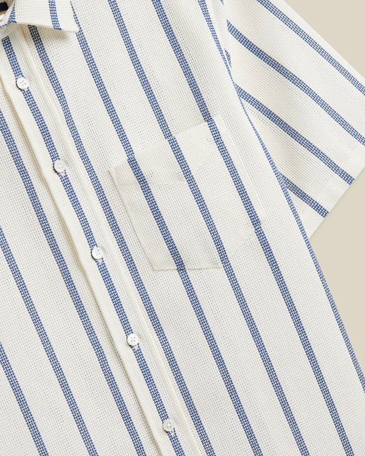 Portuguese Flannel - Blue Piquet Stripe