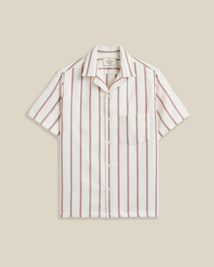 Portuguese Flannel Piquet Stripe - Bordeaux