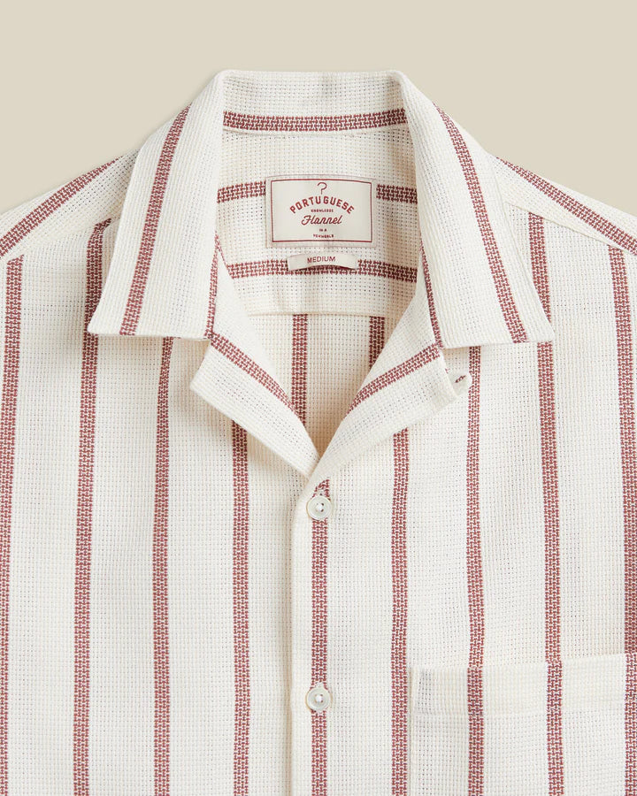 Portuguese Flannel Piquet Stripe - Bordeaux