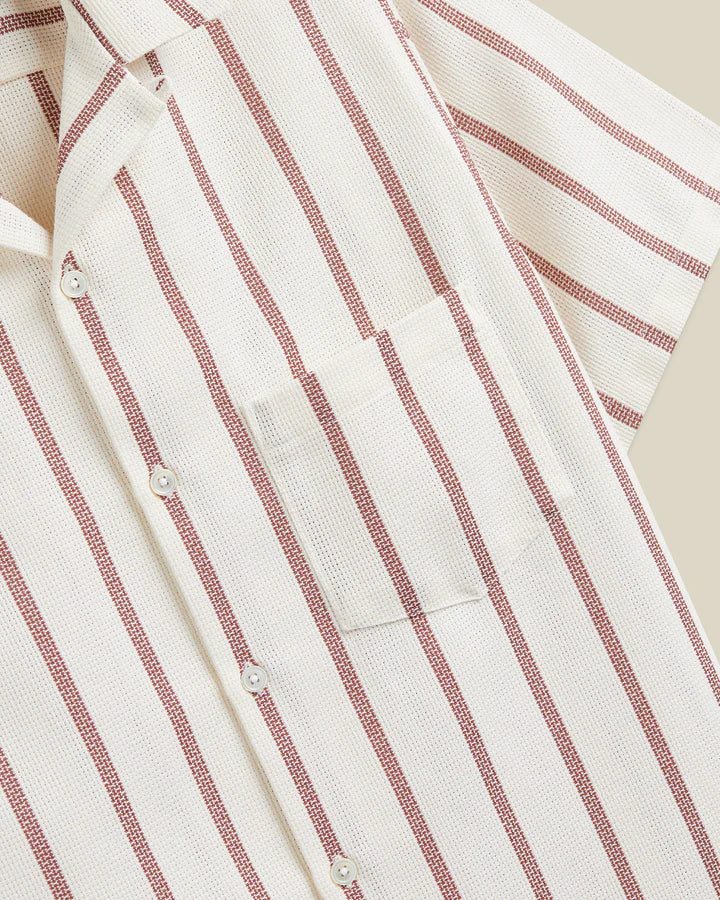 Portuguese Flannel Piquet Stripe - Bordeaux