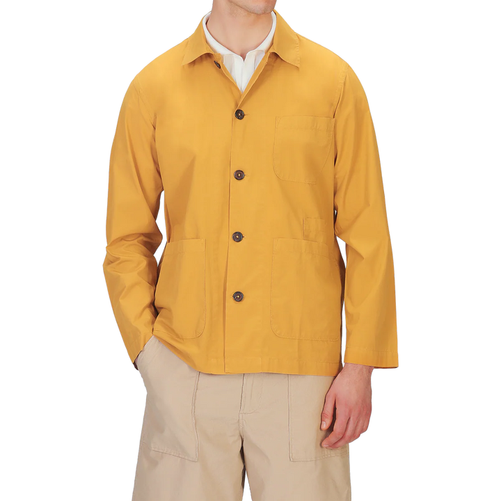 Universal Works Organic Fine Poplin Bakers Overshirt - Golden Brown