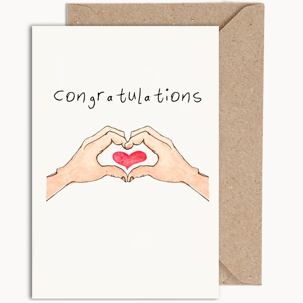 Weird Watercolours Heart Congratulations Wedding Card