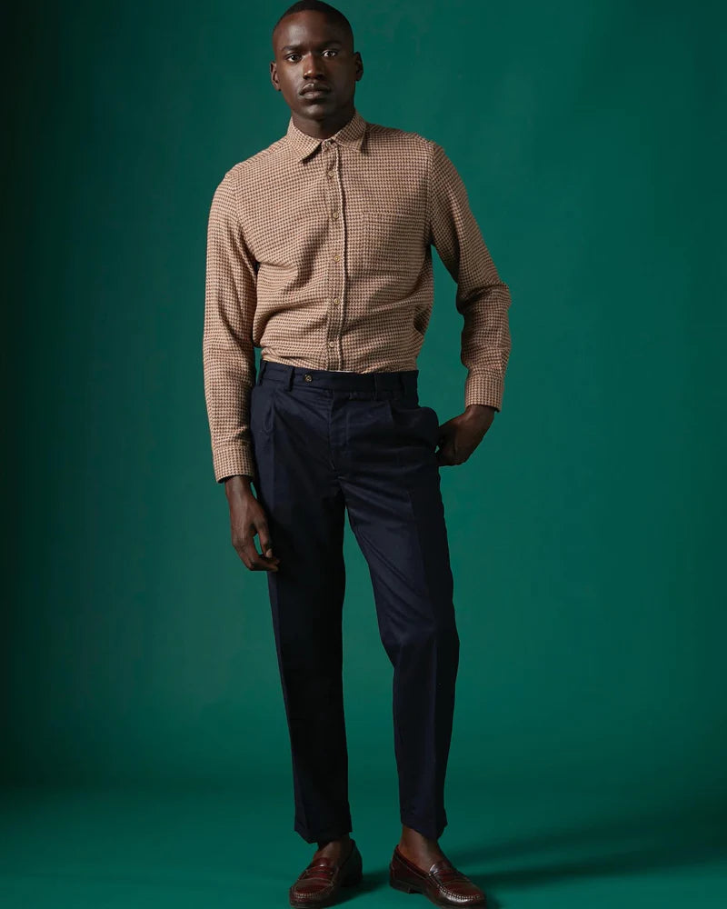 Portuguese Flannel Wool Herringbone Trousers