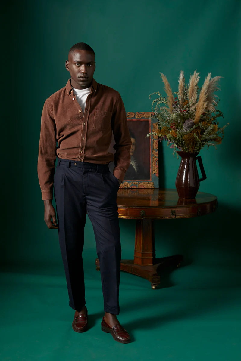 Portuguese Flannel Wool Herringbone Trousers