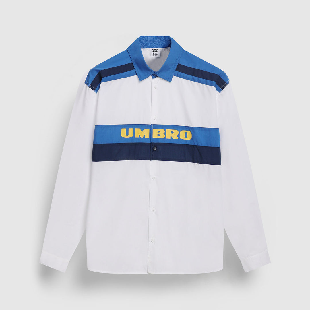 Umbro Panelled Boxy LS Shirt - White/ Skydiver