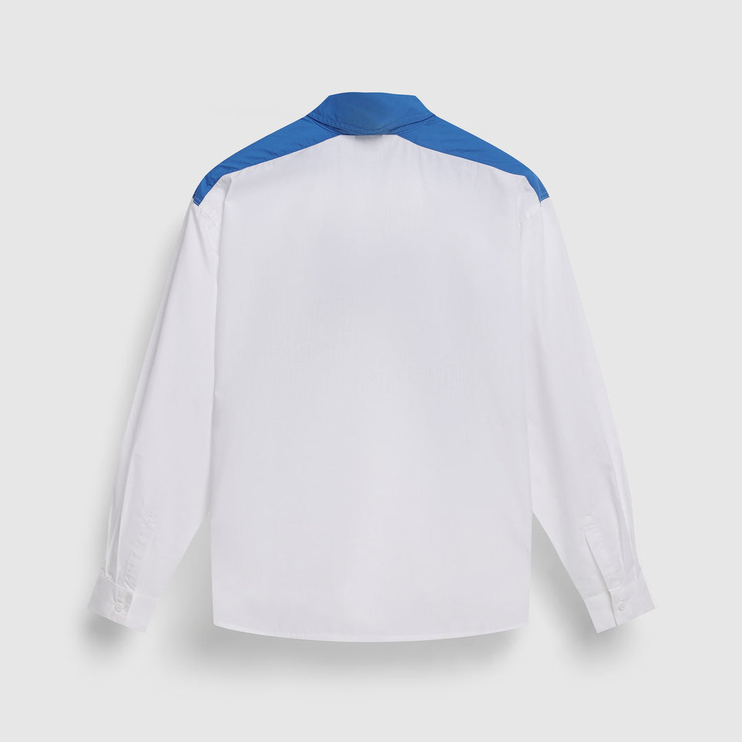 Umbro Panelled Boxy LS Shirt - White/ Skydiver