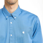 Carhartt WIP L/S Madison Shirt Piscine/White