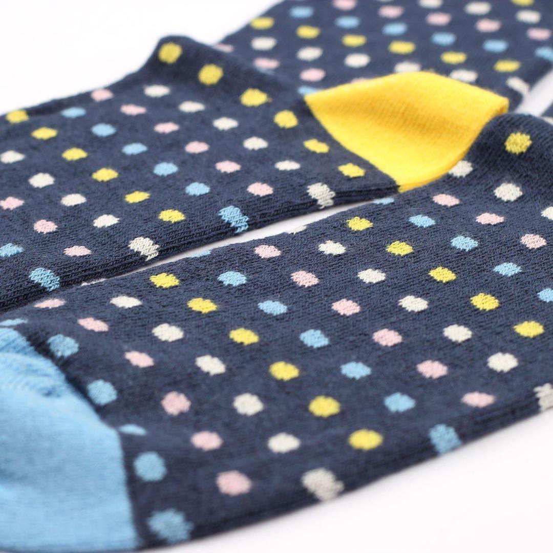 DEMOCRATIQUE SOCKS ORIGINALS POLKADOT SHADED BLUE / OFF WHITE / PALE PINK / PALM SPRING BLUE / YELLOW SUN