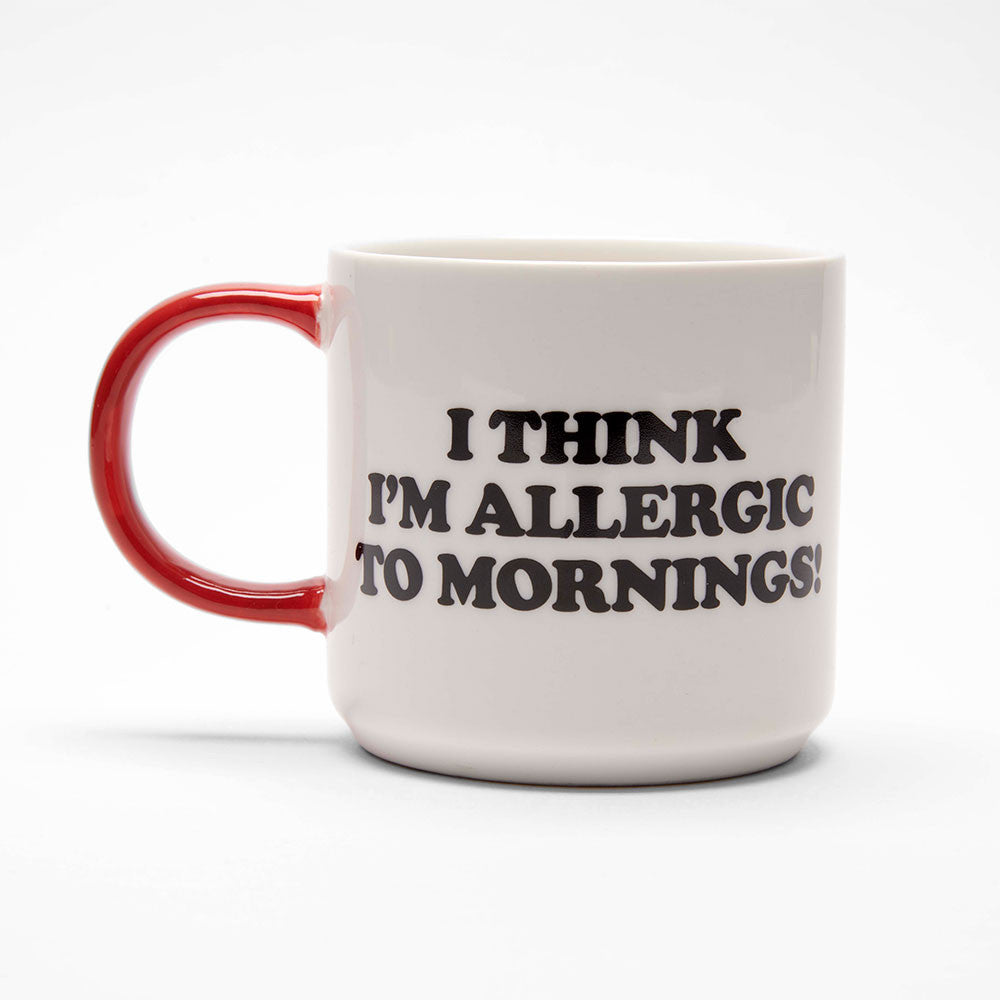 Peanuts Allergic to Mornings Mug