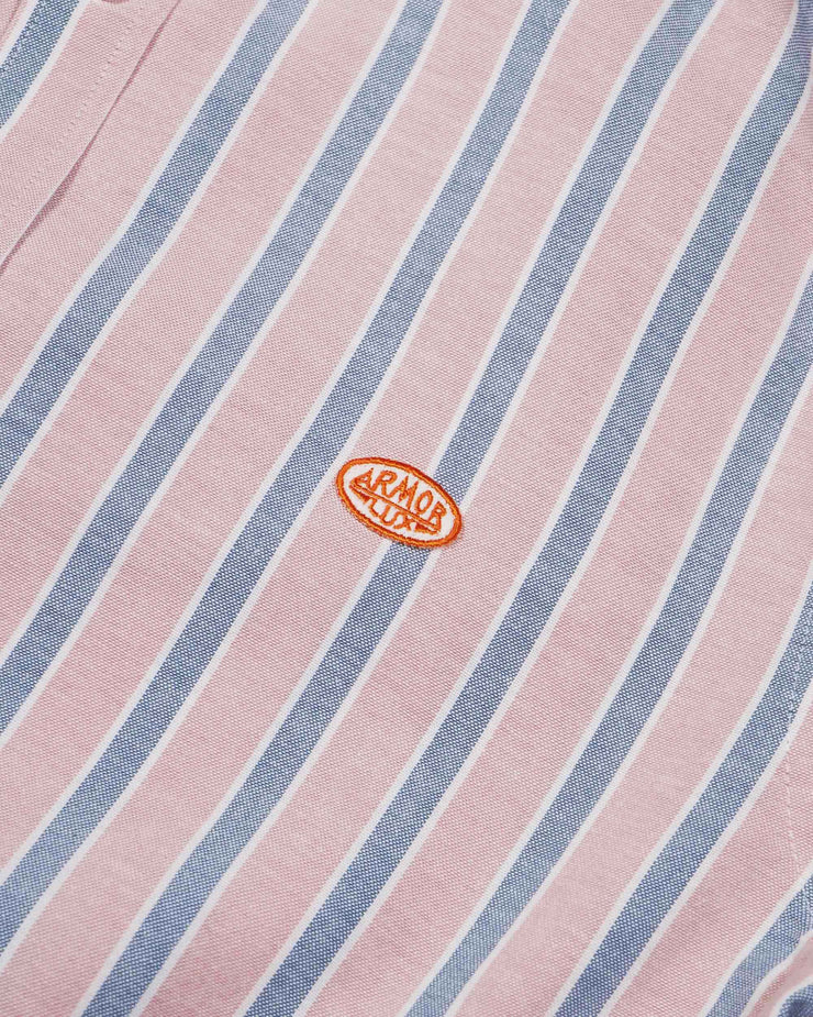 Armor Lux Logo Striped Oxford Shirt Pink/Blue
