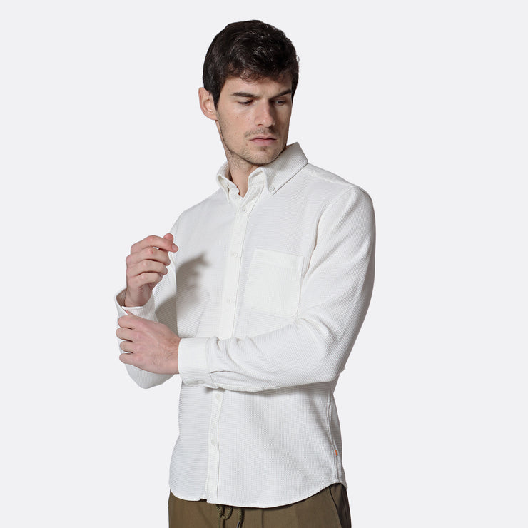 FarAfield Mod Button Down L/S Shirt (Honeycomb - White)