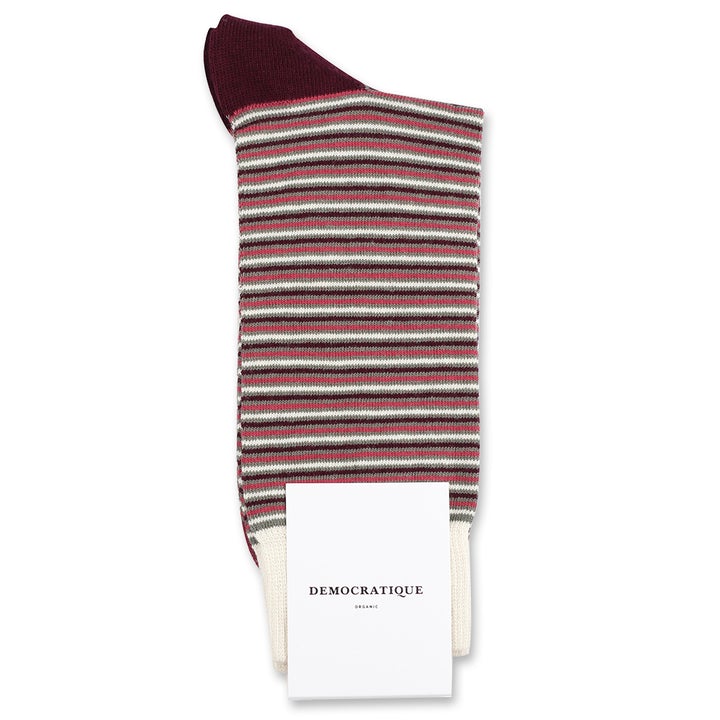 Democratique Socks Originals Ultralight Stripes Army / Heavy Rosso / Light Rosso / Red Wine / Off White