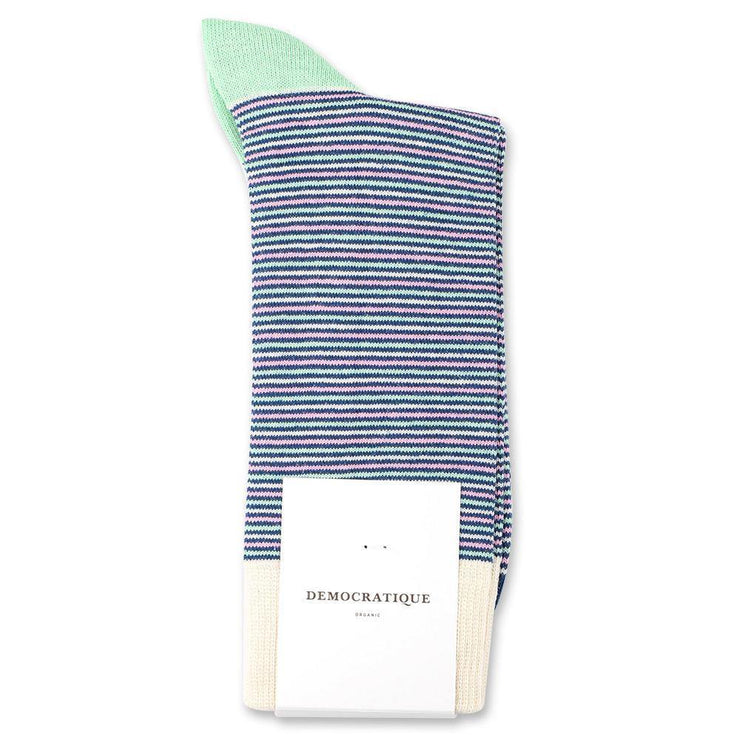 Democratique Socks Originals Ultralight Stripes Organic Cotton New Blue / Off White / Pale Green / Soft Pink
