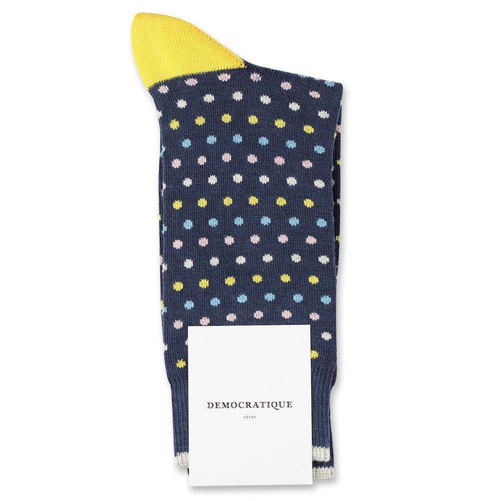 DEMOCRATIQUE SOCKS ORIGINALS POLKADOT SHADED BLUE / OFF WHITE / PALE PINK / PALM SPRING BLUE / YELLOW SUN