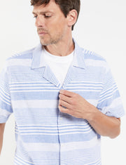 Armor Lux Short Sleeve Striped Shirt - Blue/White